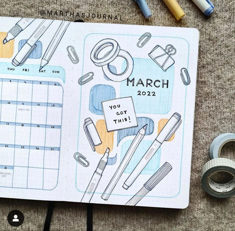 March bullet journal spread