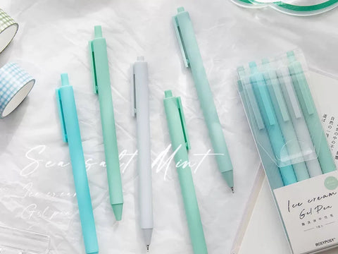 Coral and Ink's minty fresh ice cream black ink gel pen sets