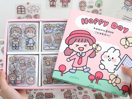 Kawaii Planner Stickers - Cute Stickers - Bunny and Bear Stickers - Kawaii  stickers - Journal Flakes Stickers, Clear Stickers - b2i2