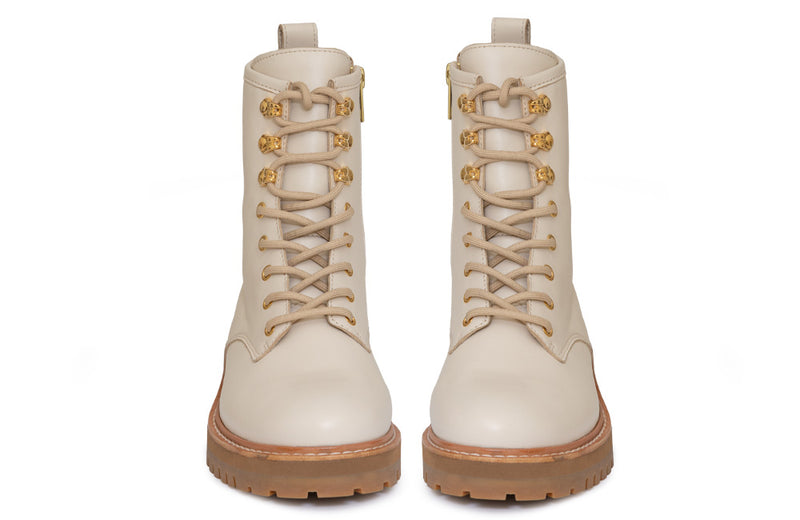 cream military boots