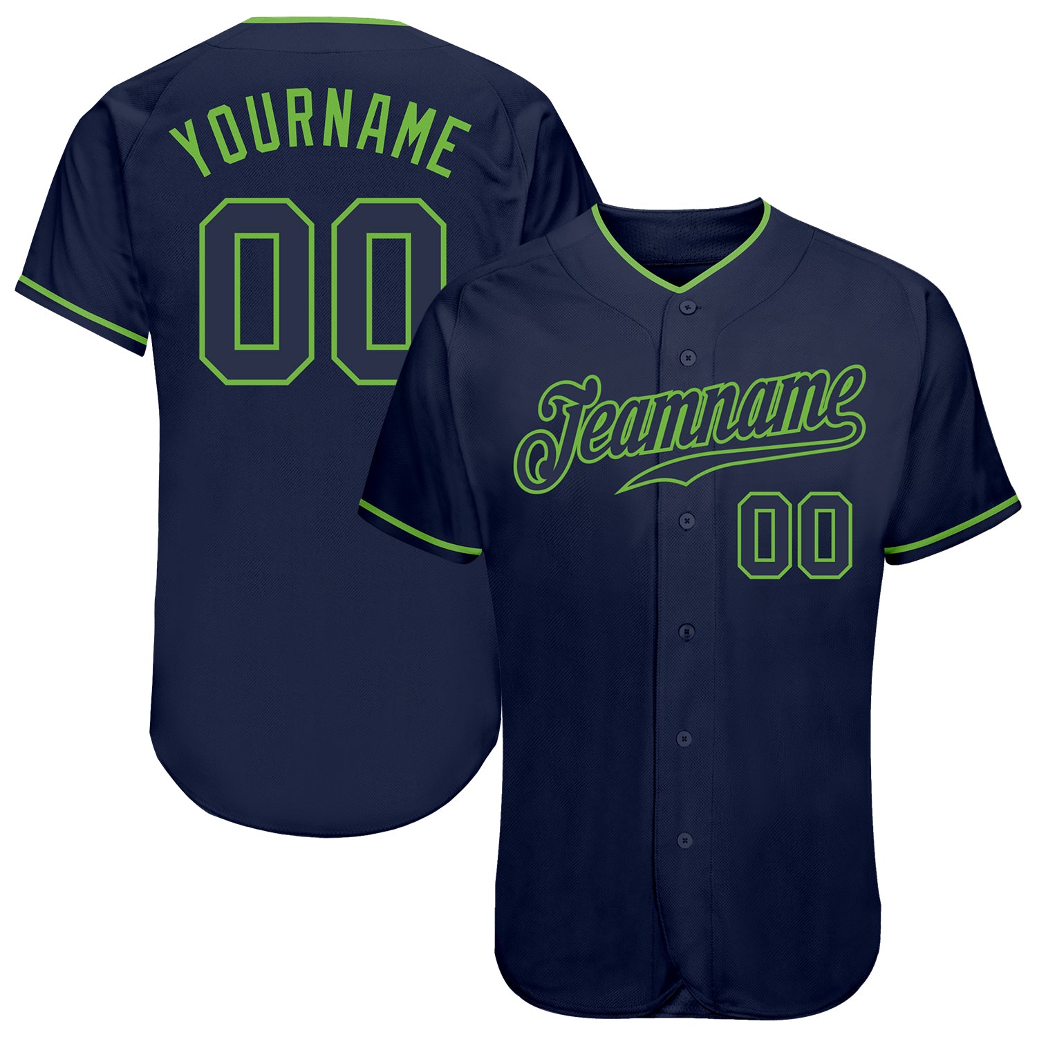 Design Team Baseball Navy Neon Green Authentic Navy Jersey On Sale ...