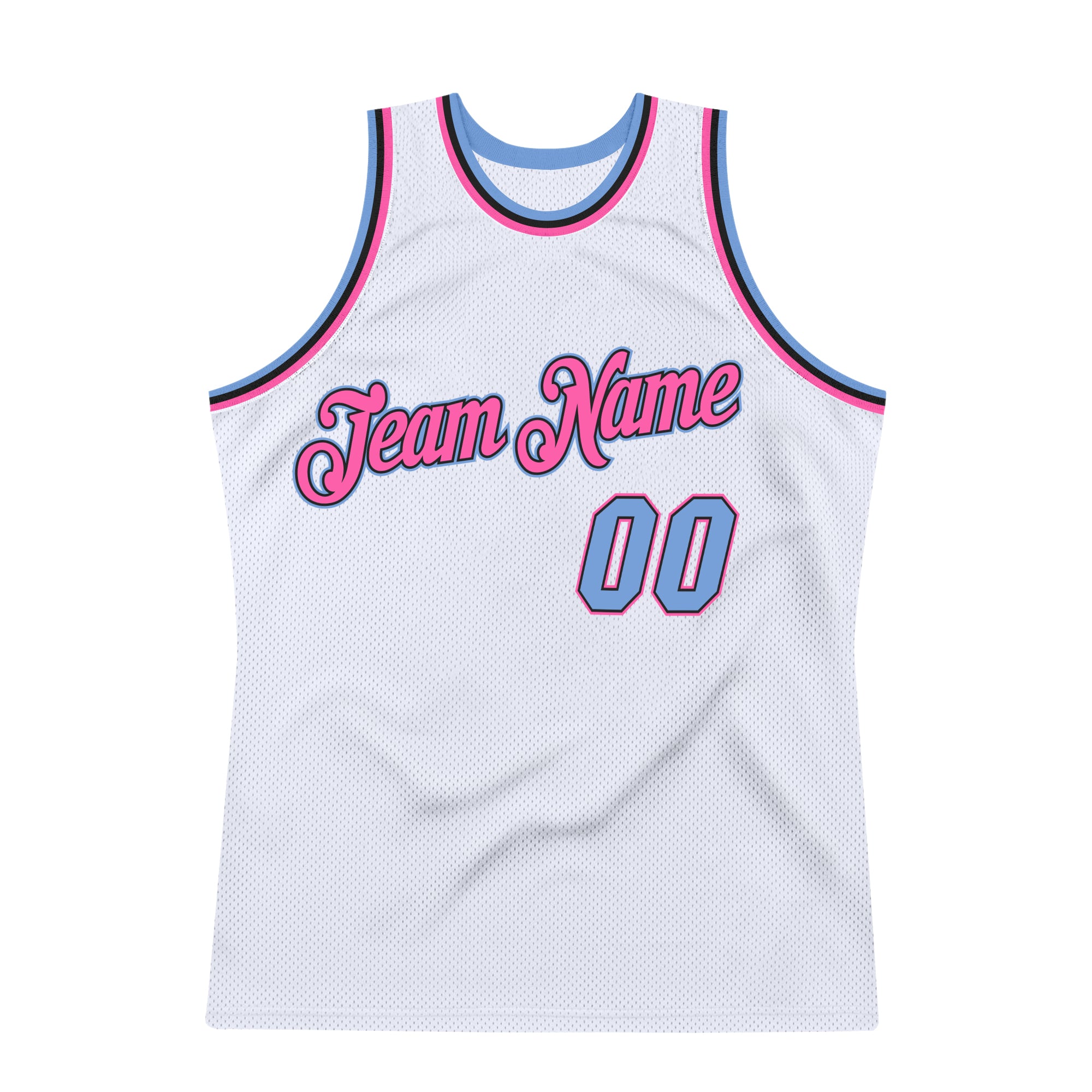 Design Team Basketball Light Blue Pink Rib-Knit White Jersey On Sale ...