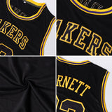 Custom Black White-Gold Authentic Throwback Basketball Jersey