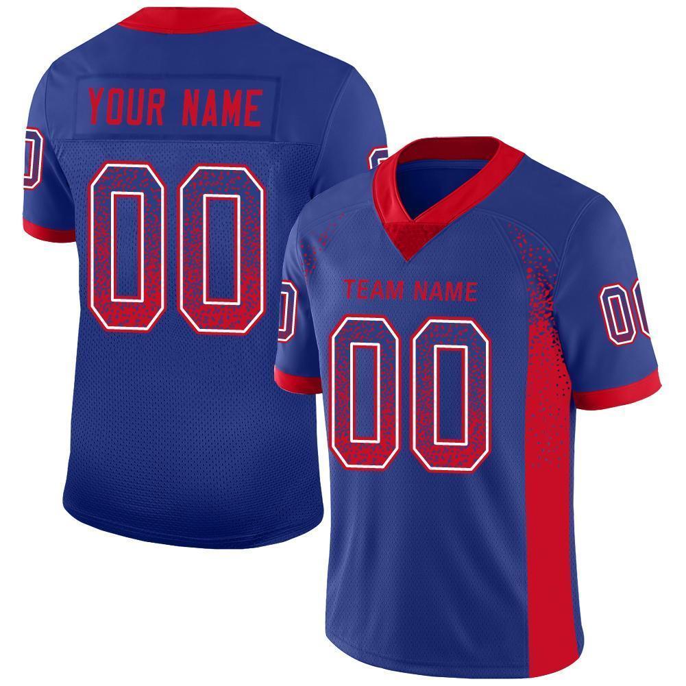 red white and blue football jersey