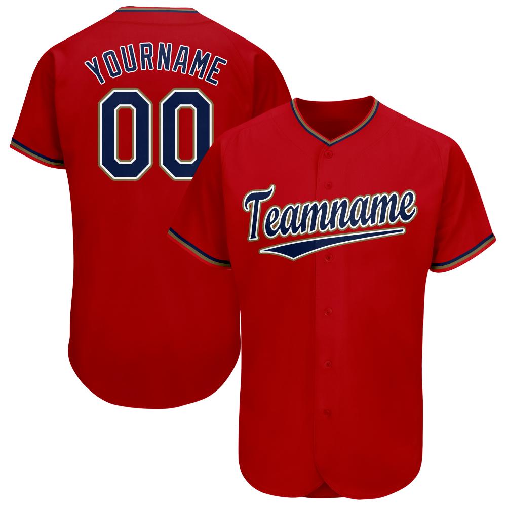Red Navy-Old Gold Baseball Jersey 
