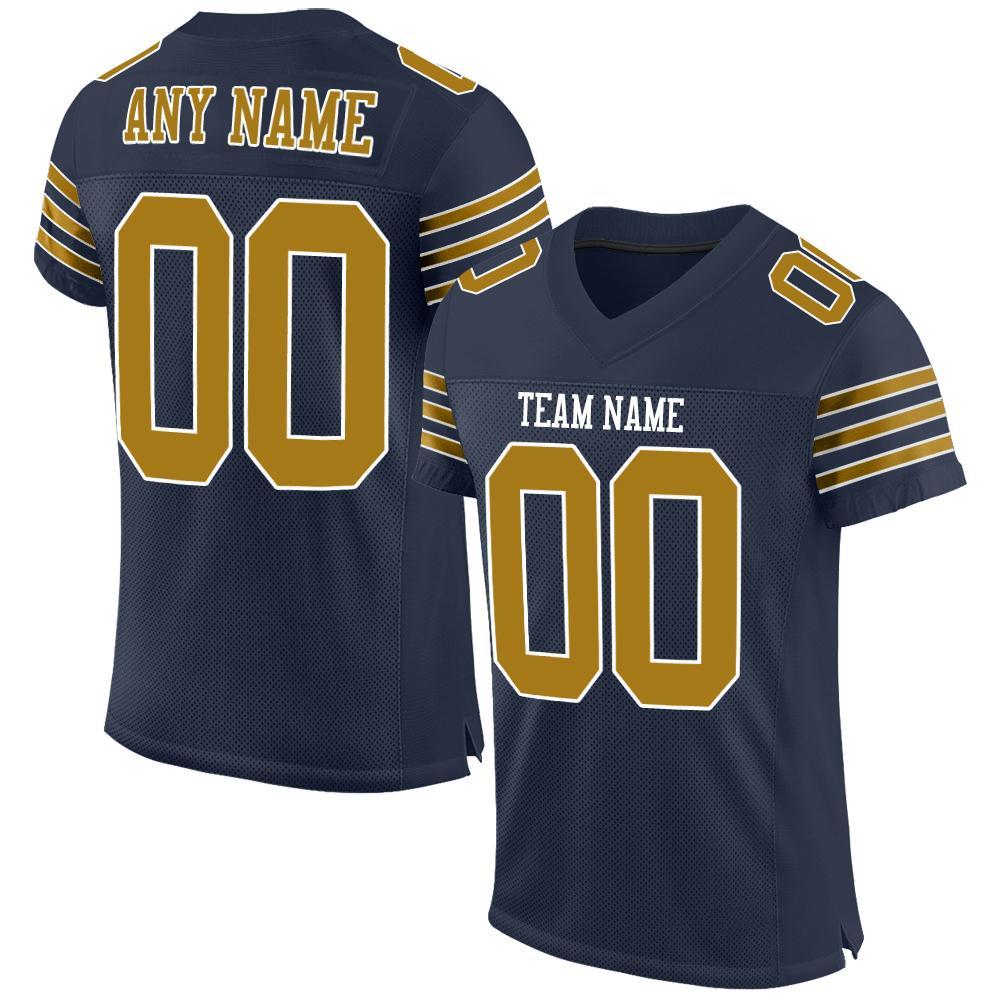 Custom Navy Old Gold-White Mesh Authentic Football Jersey – FiitgShop