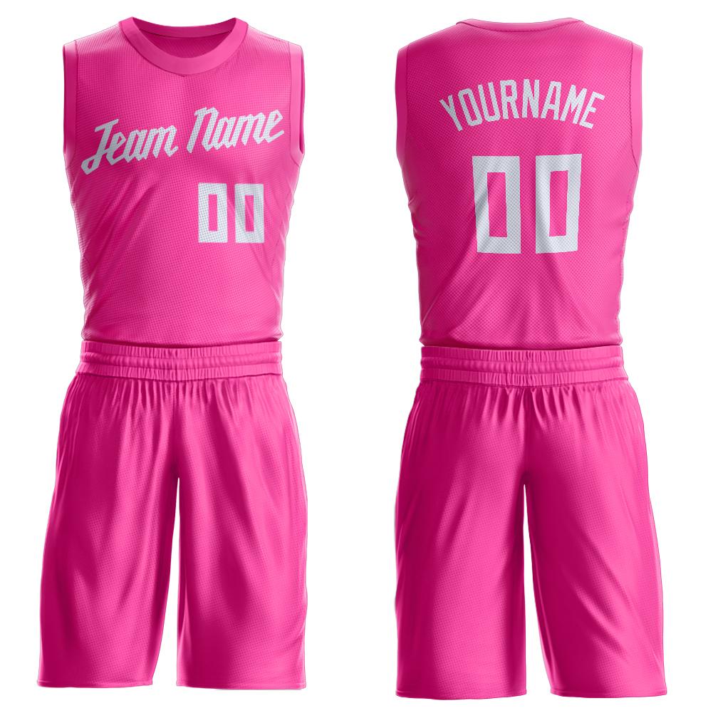 pink and white basketball jersey