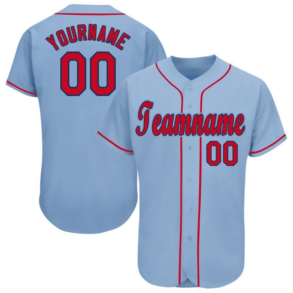 Custom Light Blue Red-Navy Baseball Jersey – FiitgShop