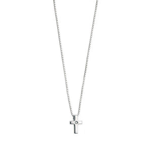 Silver Diamond Cross Pendant and Chain