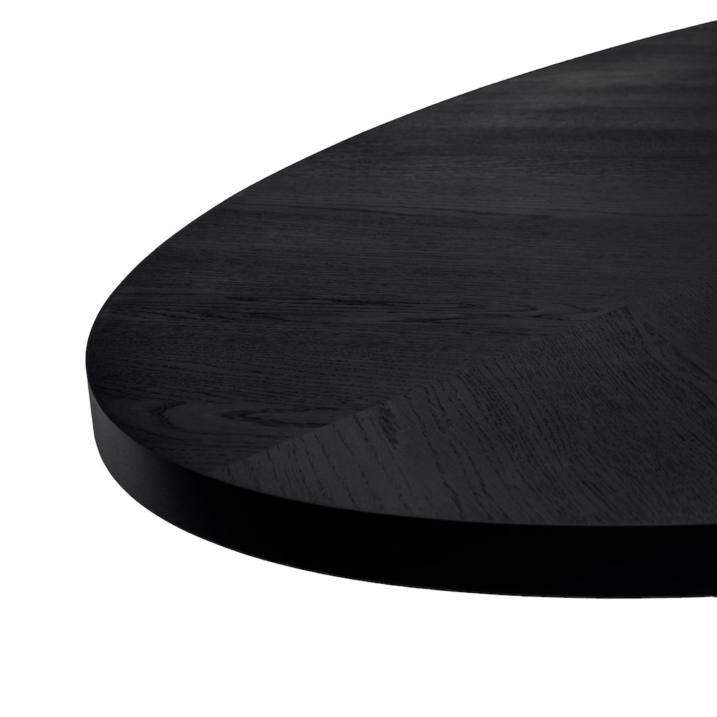 Ovale visgraat tafel Twist zwart close up