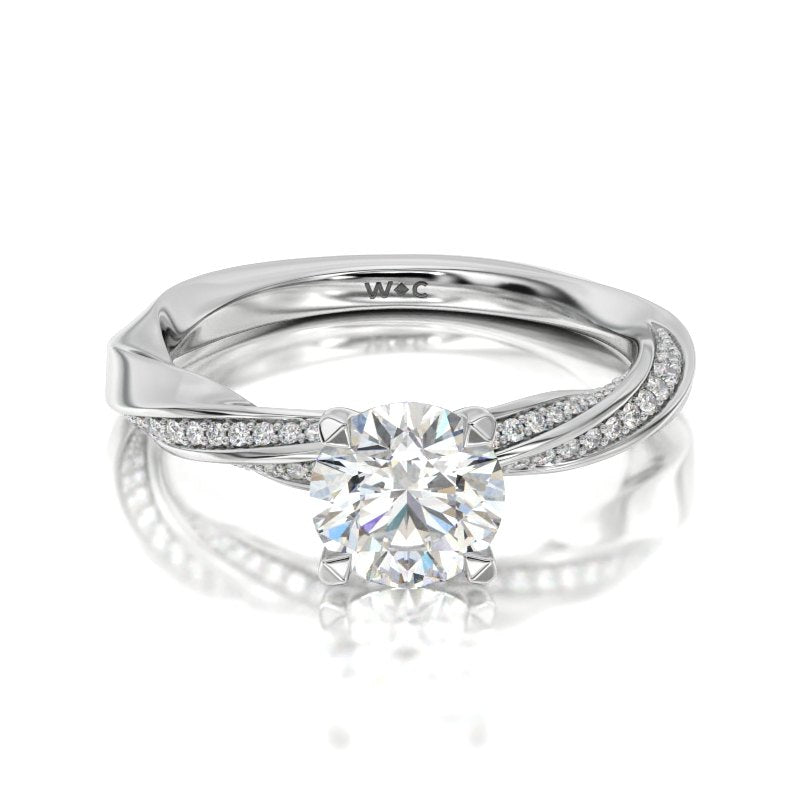 diamond twist hidden accent engagement ring