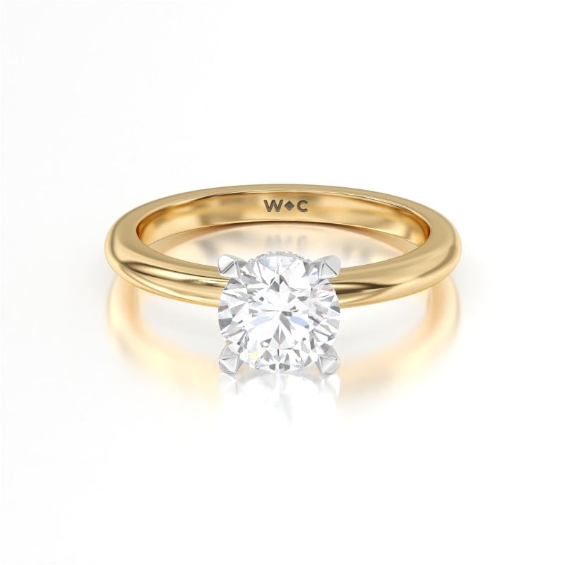 Modern Fine Line Hidden Halo Engagement Ring