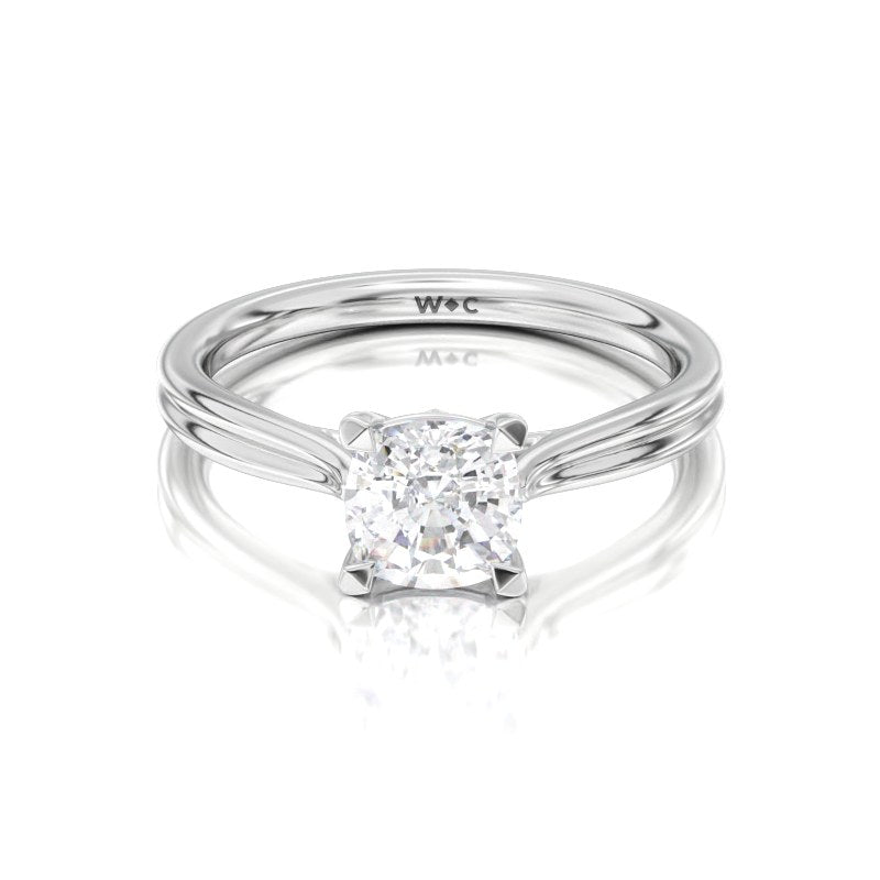 Grooved Taper Cathedral Solitaire Engagement Ring