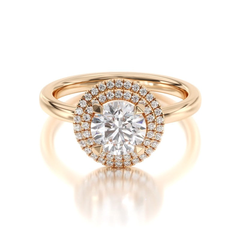  Double Halo Solitaire Engagement Ring 