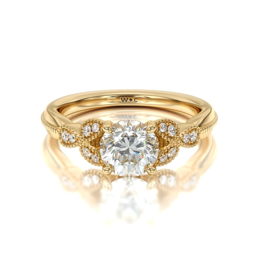 Vintage Filigree Leaf Engagement Ring