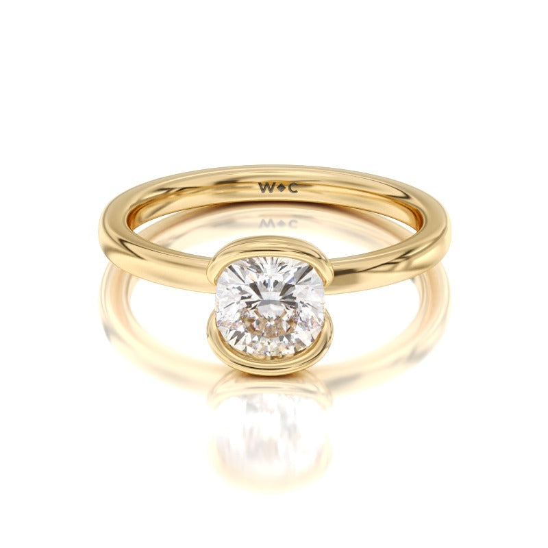 Seamless Half Bezel Solitaire Engagement Ring