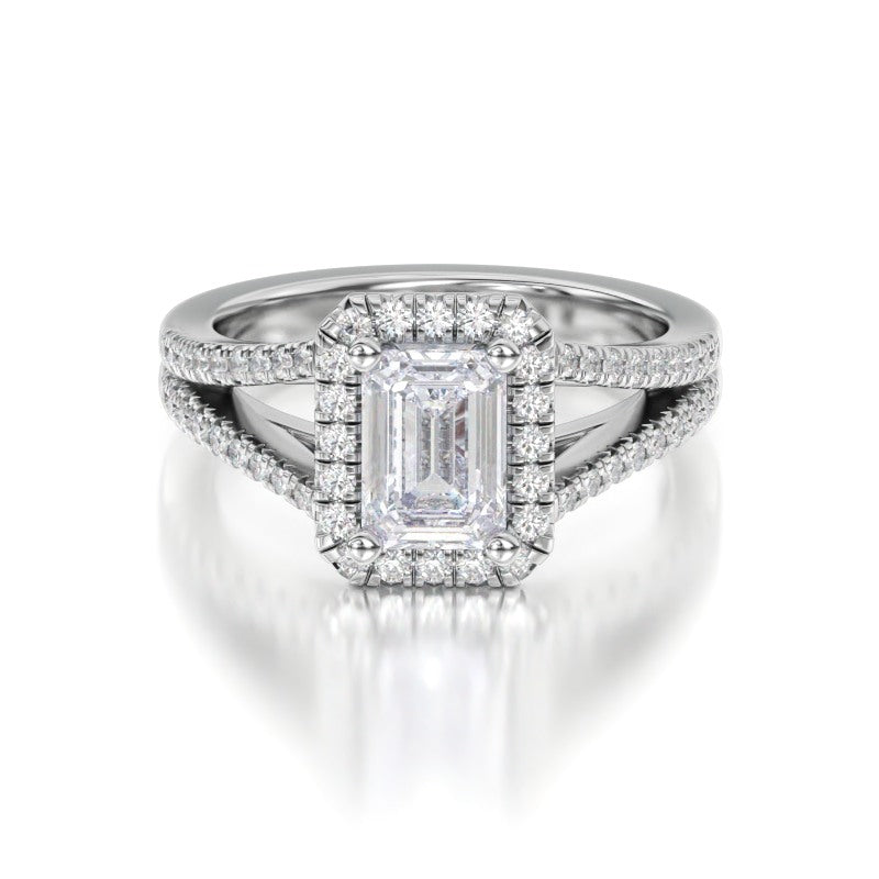 split shank french halo diamond engagement ring