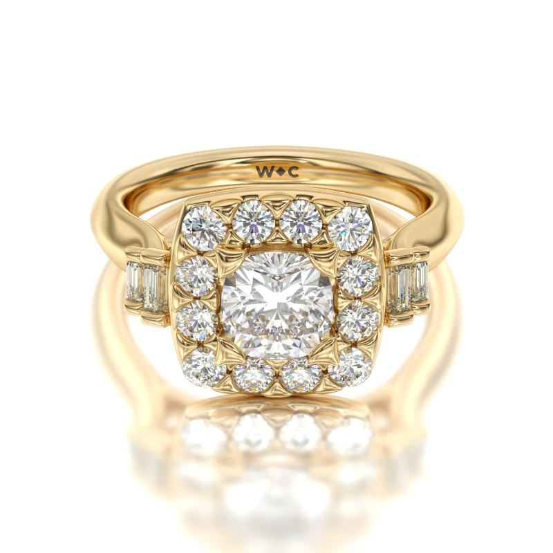 Vintage Glamour Deco Halo Diamond Engagement Ring