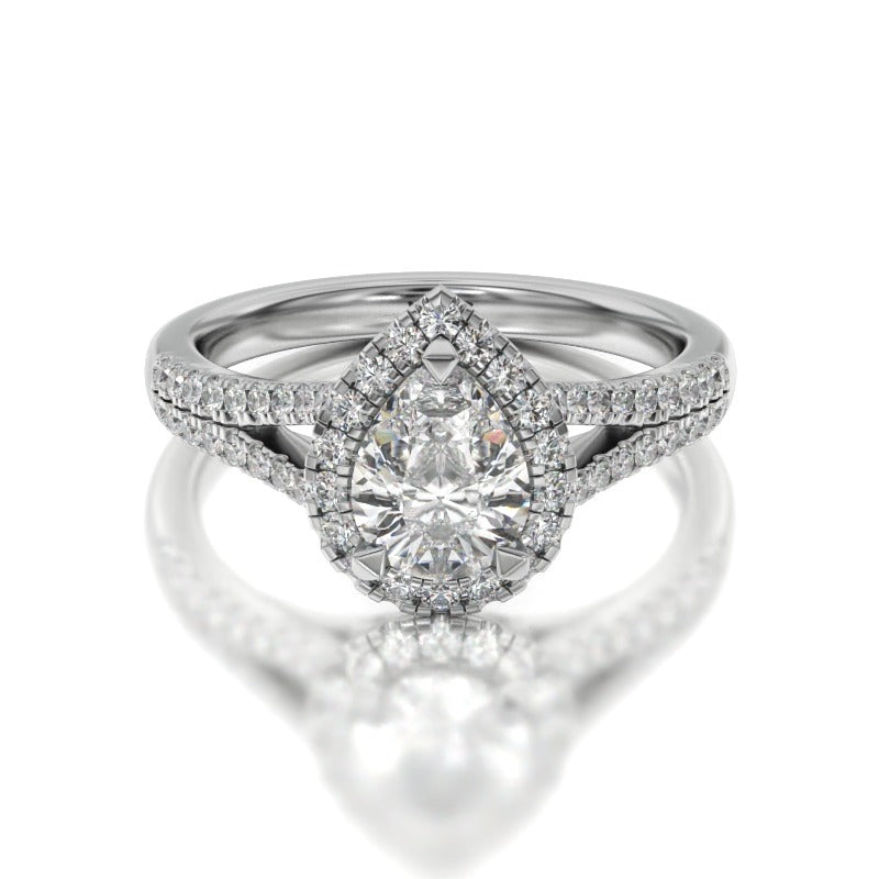 Split Shank Cathedral Halo Engagement Ring