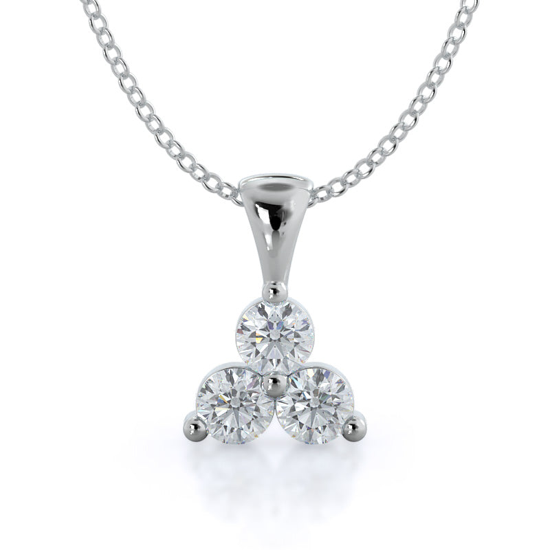 Lab Diamond Three Stone Cluster Pendant