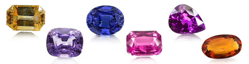 Yellow Sapphire, Purple Sapphire, Blue Sapphire, Pink Sapphire, Violet Sapphire, Orange Sapphire