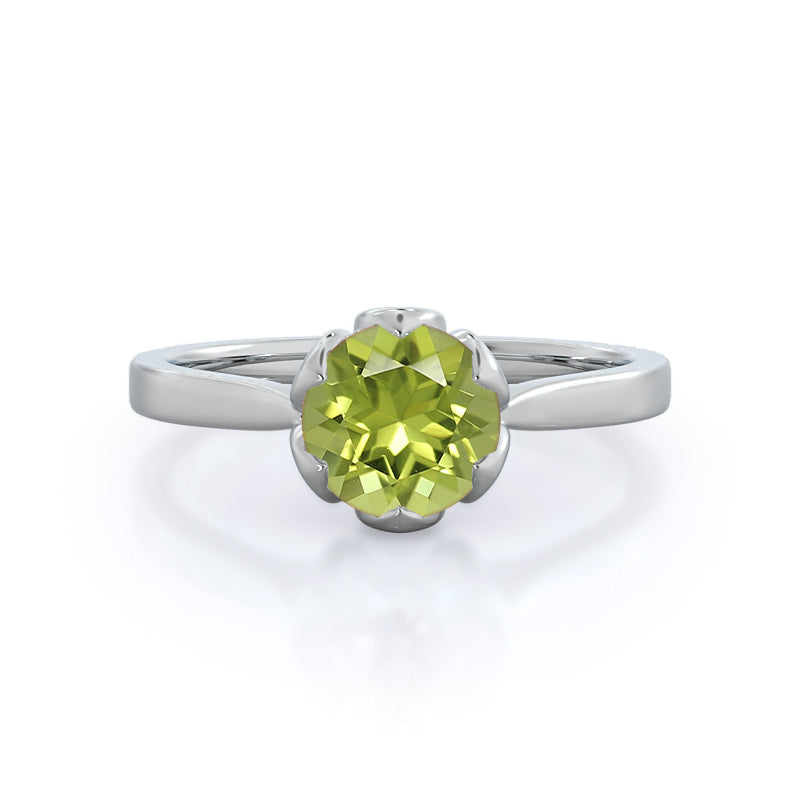 Lily Peridot Ring, 14KT White Gold