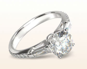 Three Stone Tapered Baguette Diamond Engagement Ring