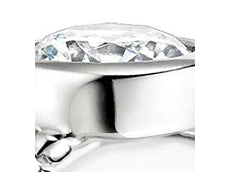  diamonds enclosed by metal in bezel setting 