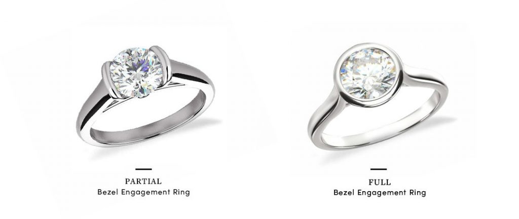 partial bezel diamond ring vs full bezel diamond ring
