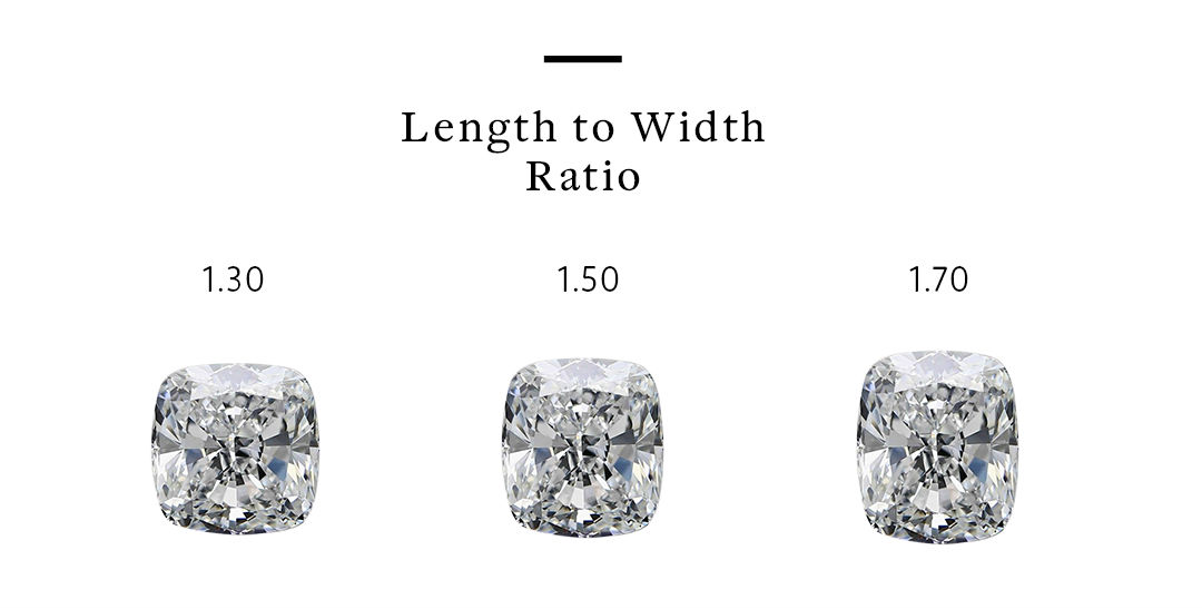 different cushion cut diamond ratios