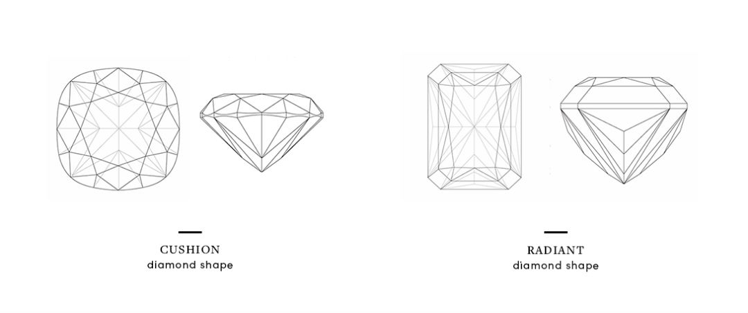 cushion vs radiant outline shape and facets