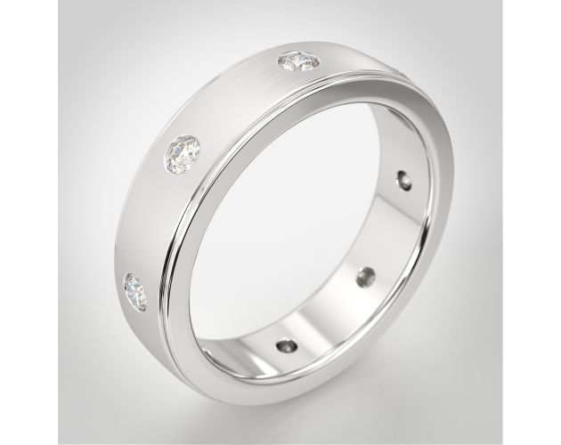 satin round diamond men's wedding band