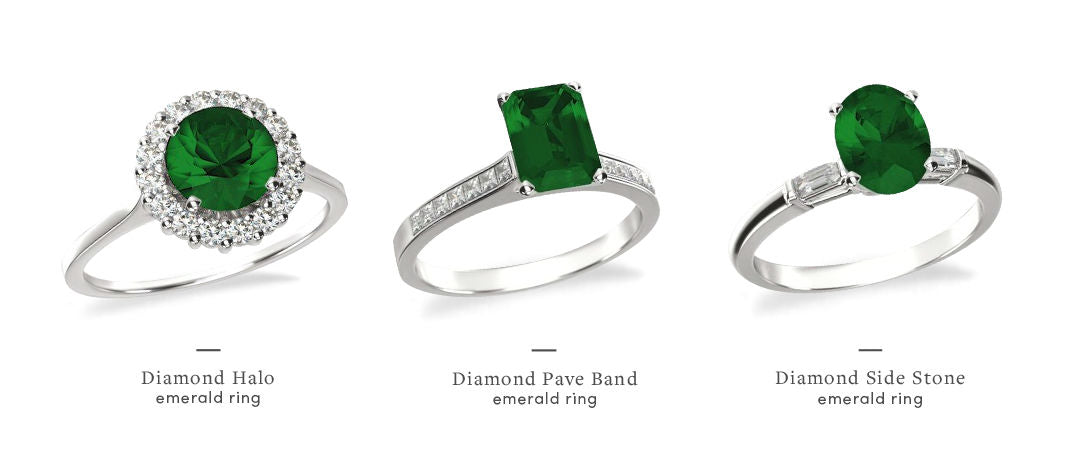 emerald and diamond engagement rings different styles