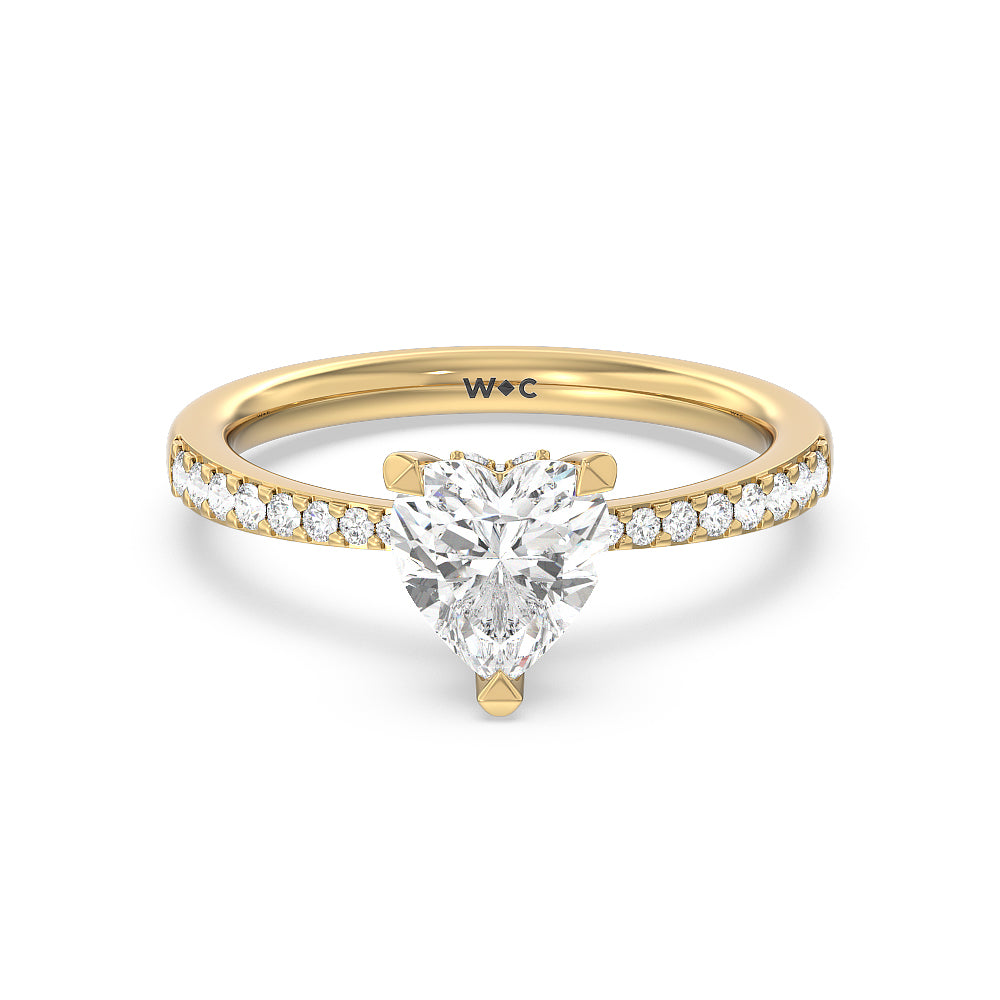 Pave Diamond Hidden Halo Solitaire Engagement Ring