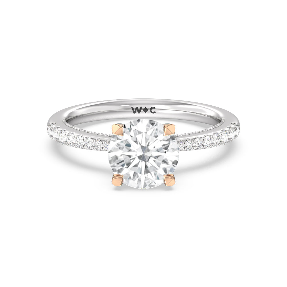 Pave Shoulder Hidden Accent Engagement Ring