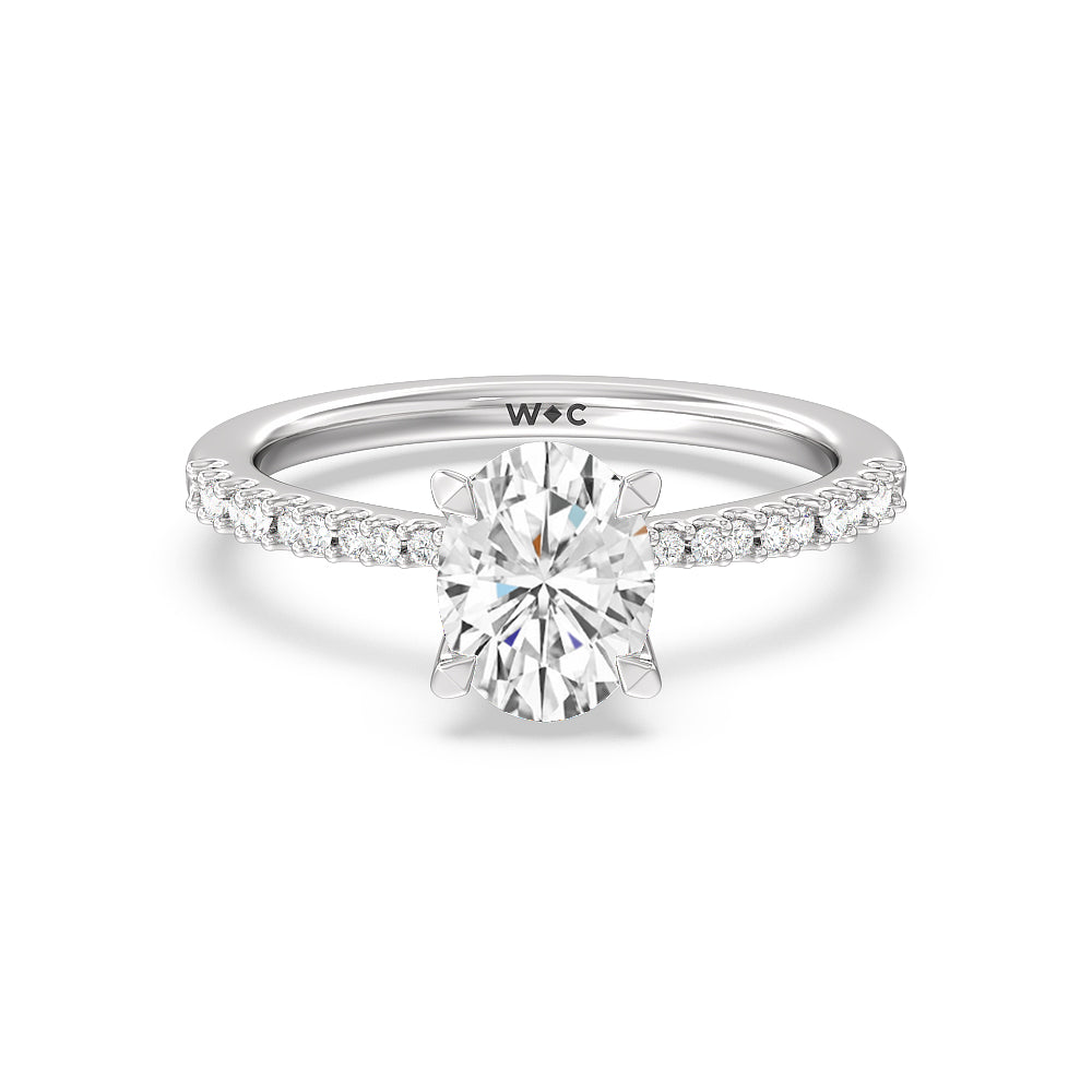 Petal Hidden Accent Pave Engagement Ring