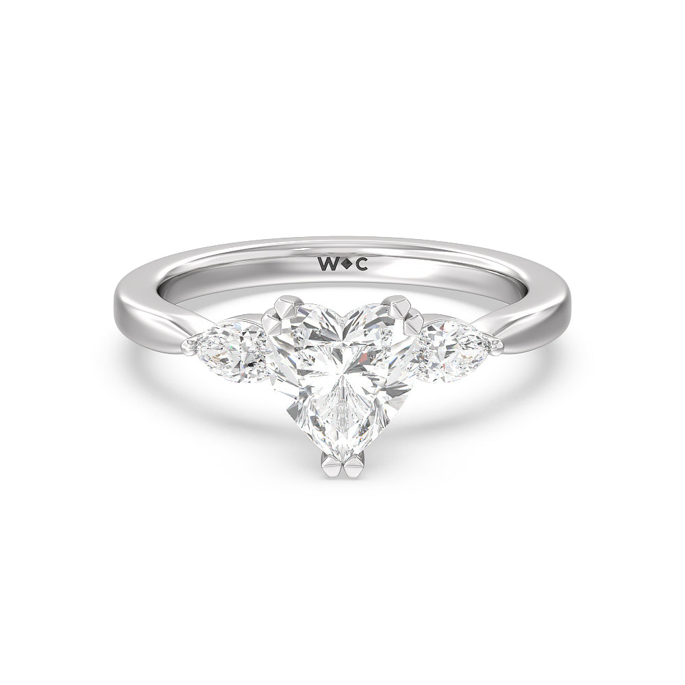 Three Stone Marquise Fine Line Engagement Ring