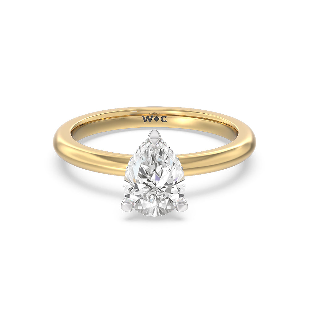 modern fine line hidden halo engagement ring