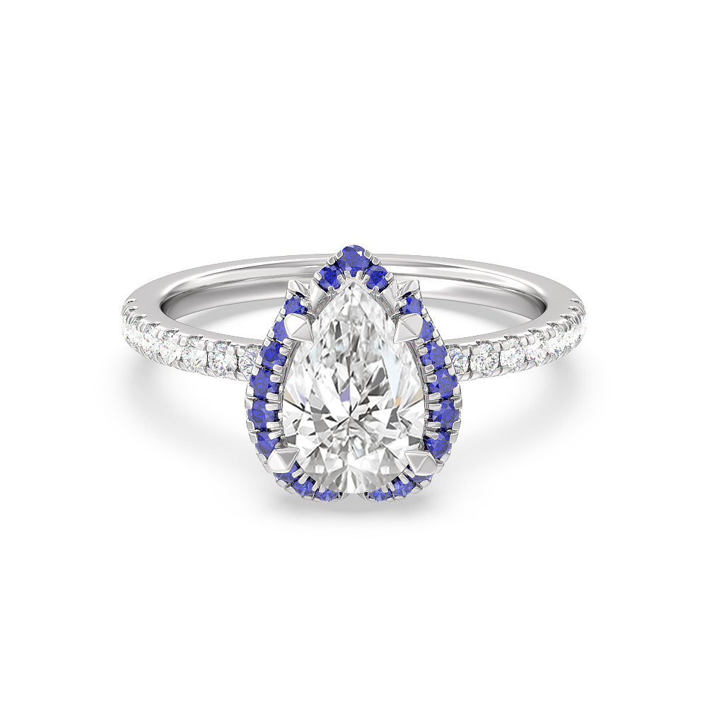 something blue lily of nile floral halo engagement ring