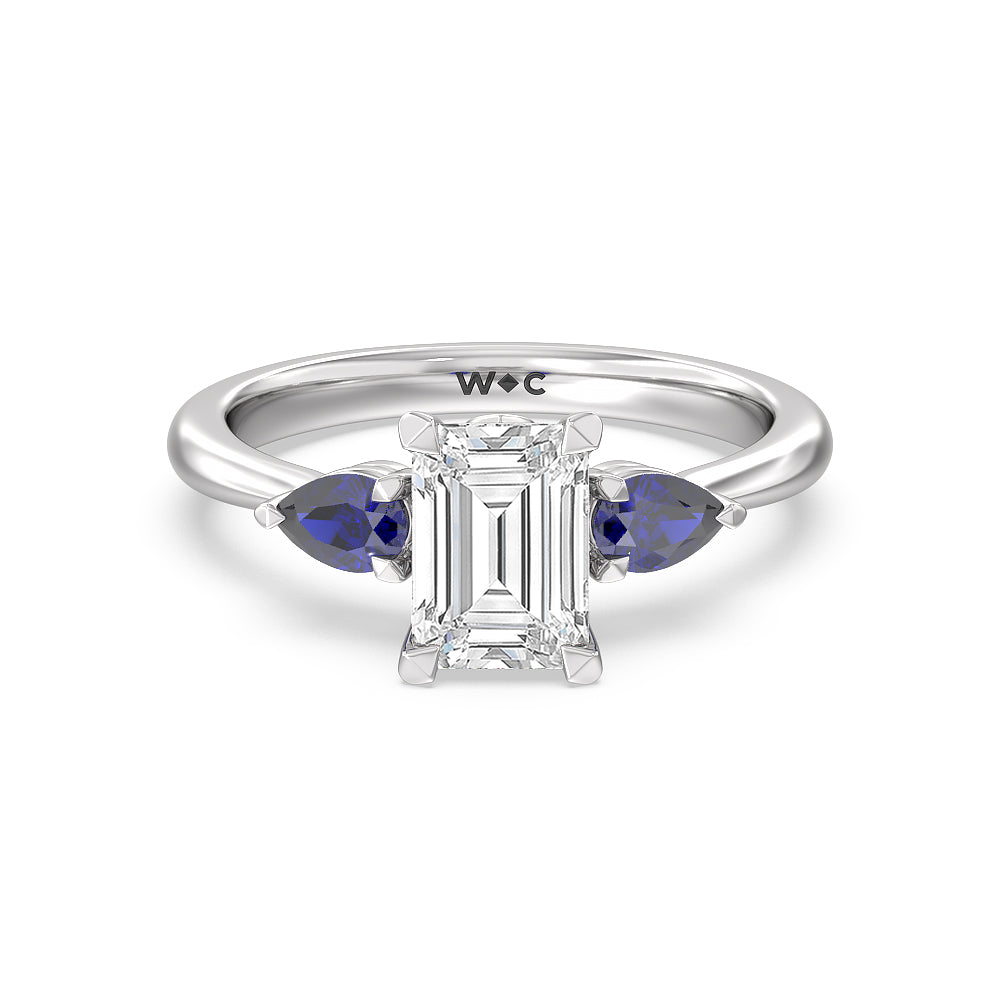 Something Blue Iris Three Stone Engagement Ring