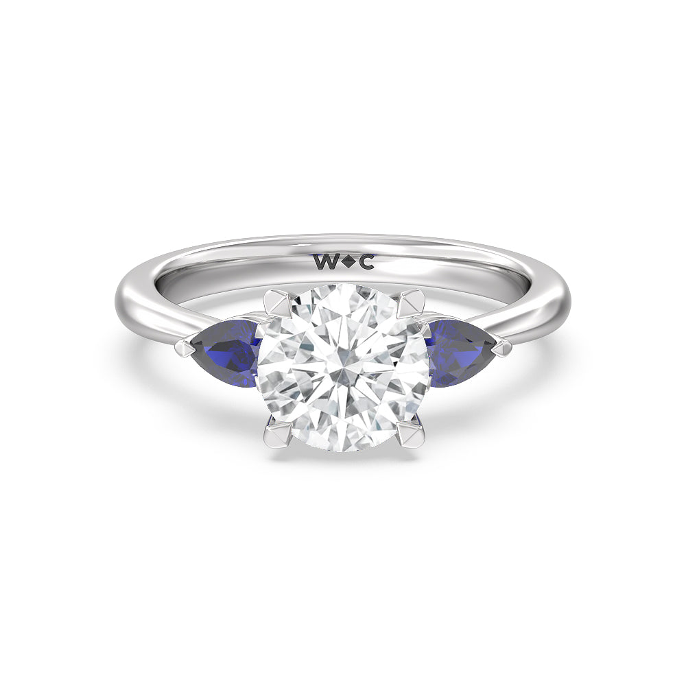 Something Blue Iris Three Stone Engagement Ring