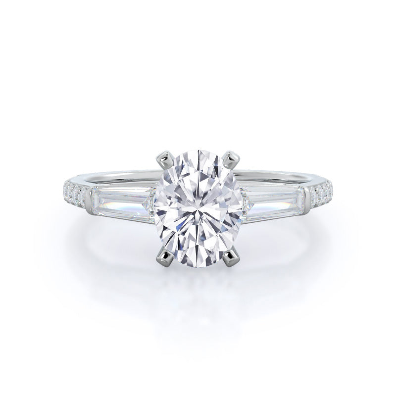 Three Stone Tapered Baguette Diamond Engagement Ring