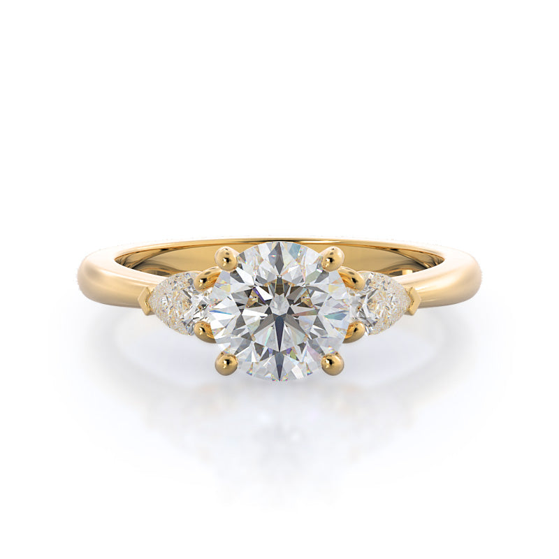 Three Stone Pear Diamond Engagement Ring