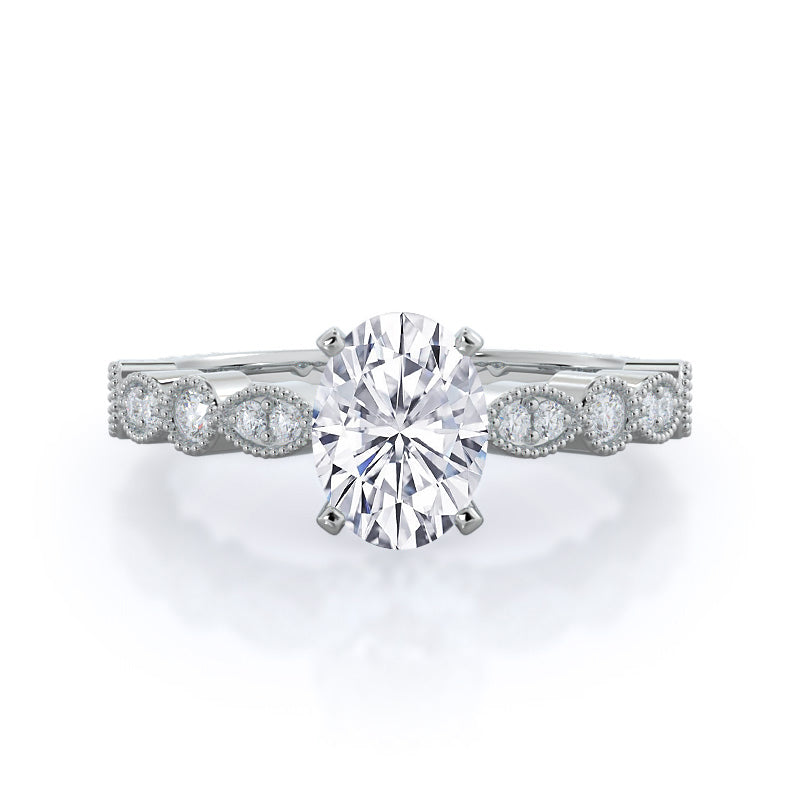 Vintage milgrain diamond engagement ring