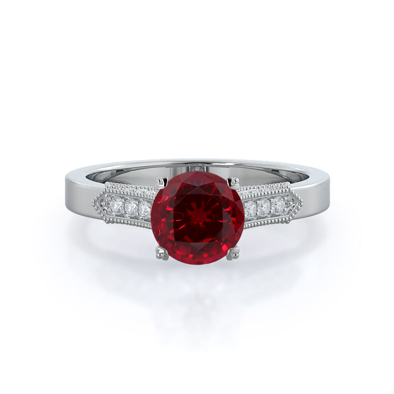 Vintage Side Ruby Ring