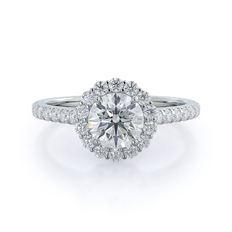 Floating Halo Pave Diamond Engagement Ring