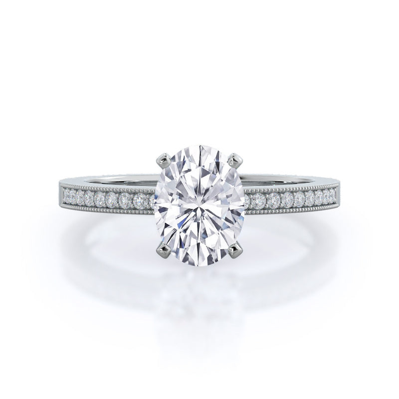 Pave and Milgrain Diamond Engagement Ring