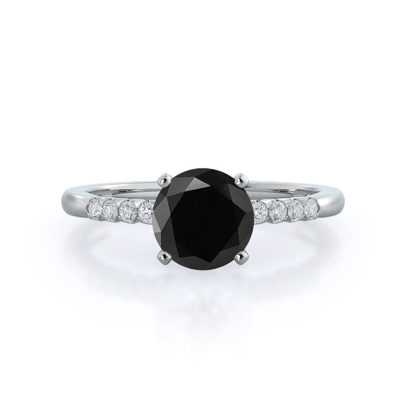 Ridged Pave Black Diamond Ring