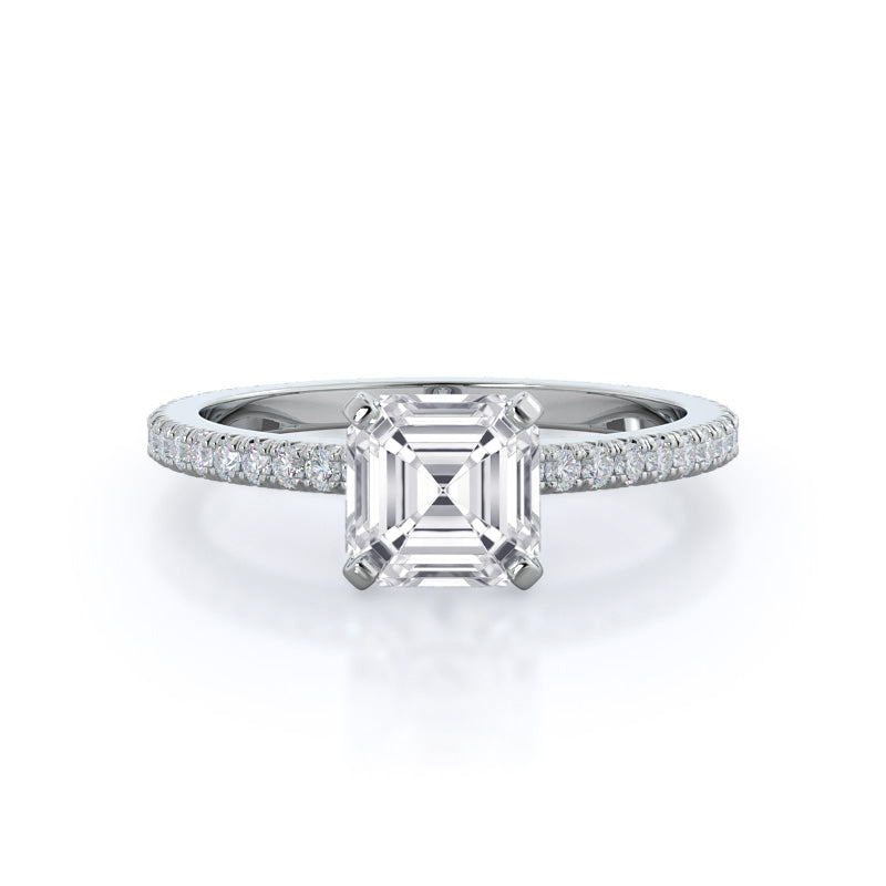 Petite French Set Diamond Engagement Ring
