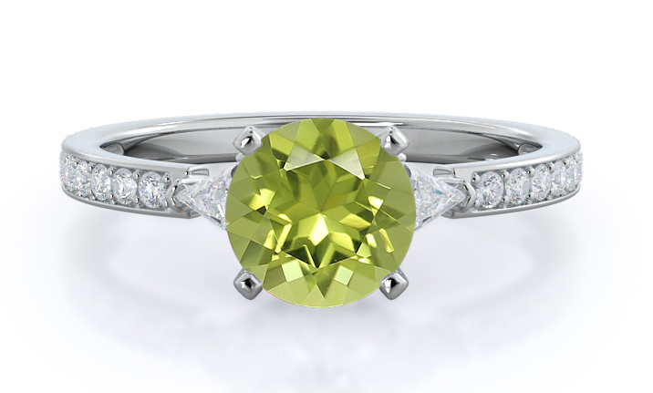 Triangular Three Stone Peridot Ring